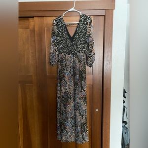 Long sleeve, detailed/floral maxi dress